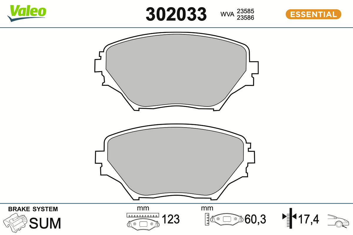 Jeu de 4 plaquettes de frein VALEO ref. 302033